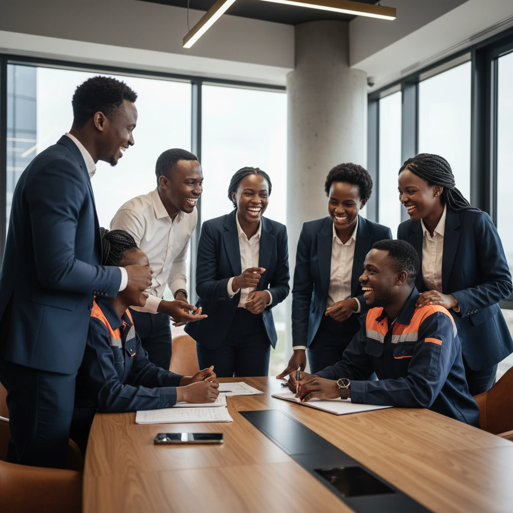 Wazi Group team members collaborating at modern offices in Nairobi