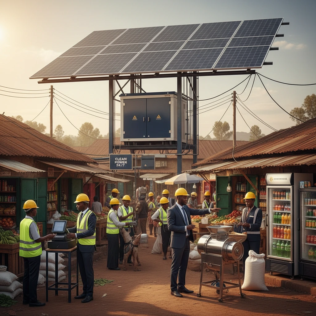 Rural community solar mini-grid with battery energy storage